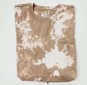Size Large Carhartt T Shirt Unisex Distressed Loose Fit Tie Dye Acid Wash Bleach - Picture 1 of 4