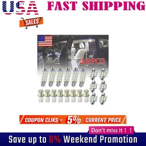 USA 20X White LED Light Interior Package Kit for T10&31mm Map Dome+License Plate - Foto 1 di 12