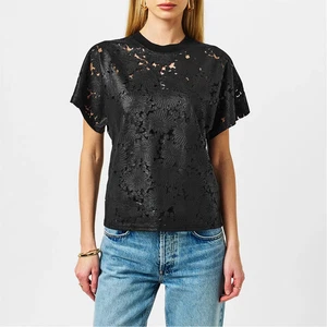 TED BAKER Womens Maralo Laced relaxed Shirt Black Size 1 Short Sleeve - Picture 1 of 5