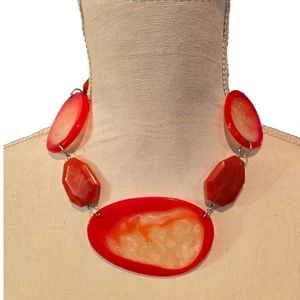 Vintage Chunky Statement Necklace Marbled Acrylic Adjustable Bold Retro 70s - Picture 1 of 7