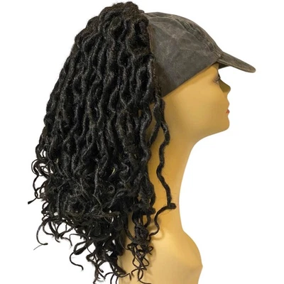 ASHRO Black Braided Locs with Baseball Cap Wig Kinky Twists Synthetic Hair NWT - Image 1 of 4