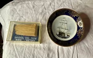 HMS Victory Souvenir Set - Original Oak Relic & Plate by Weatherby & Sons - Bild 1 von 12