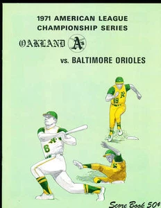 10 - 1971 Oakland Athletics a's vs Baltimore Orioles ALCS Program nm - Picture 1 of 2