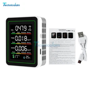 CO2 Messgerät 5in1 Luftqualität Temperatur Meter HCHO TVOC Detektor Feuchtigkeit - Picture 1 of 24