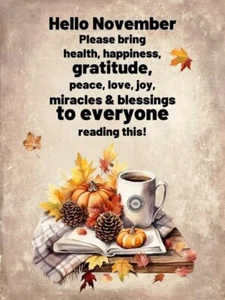 HELLO NOVEMBER (Blessings) POSTER 24 X 18 INCH Thanksgiving Christmas Wall Art - Picture 1 of 2