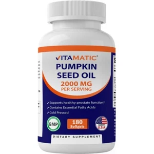 Pumpkin Seed Oil 2000mg 180 Softgels Nom GMO Made in the USA Cold Pressed - Picture 1 of 2