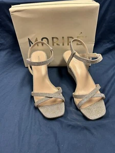 Maripe Lexie Sandalen silber Keilabsatz Schuhe Glitzer Damengröße 8,5 M Slipper - Bild 1 von 12
