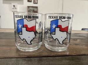 (2) Texas Sesquicentennial 1836-1986 Cocktail Glass (Alamo, NASA, Sam Houston) - Picture 1 of 8