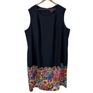 Jessica London Karriere Etuikleid Größe 28 schwarz bunt Blumenmuster Midi gebraucht, in einwandfreiem Zustand - Bild 1 von 11