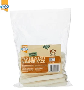 GOOD BOY FRESH BREATH ROLLS DOG PUPPY NATURAL RAWHIDE DENTAL CHEW TREAT 18 ROLLS - Picture 1 of 6