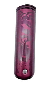 STARBUCKS 2020 Fuchsia Plum Floral Insulated Tumbler Travel Mug 16oz HTF - Picture 1 of 9