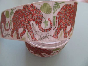 Grosgrain Elephant 1.5" Printed Ribbon 38mm - Picture 1 of 1