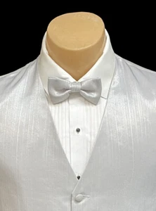 Men's Red Sleeve Light Silver Tuxedo Vest with Matching Tie Wedding Prom Groom - Picture 1 of 5