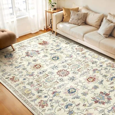 New-WITSHOCK Machine Washable 8x10 Area Rug, Non-Slip Stain-Resistant Vintage Bo