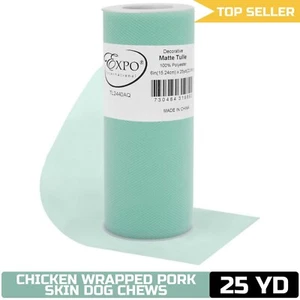 Expo Decorative Matte Tulle Fabric 6"x25 Yards Aqua Blue Tutus Costumes Party De - Picture 1 of 3