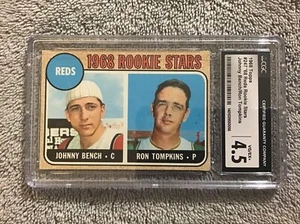 Tarjeta de novato 1968 Topps Johnny Bench/Tompkins #247 - clasificación CGC 4,5 en muy buena condición Rojos - Imagen 1 de 5