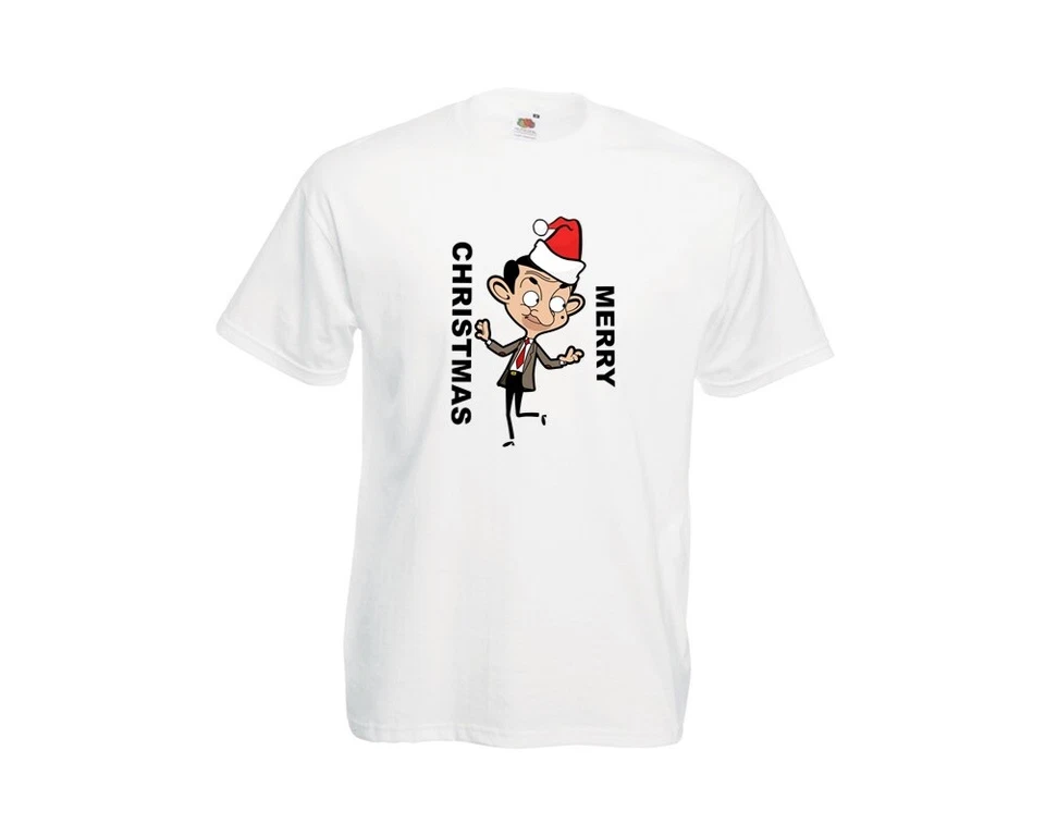 FRUIT OF THE LOOM Mr BEAN Merry Christmas Unisex tshirt kids adults