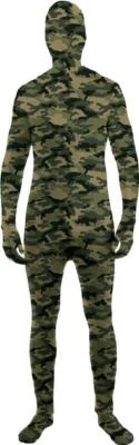 Camouflage Camo Invisible Man Skin Suit Fancy Dress Up Halloween Teen Costume - Image 1 of 2