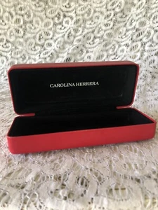 CAROLINA HERRERA Sunglasses Eyeglasses Red Leather Hard Case - Picture 1 of 7