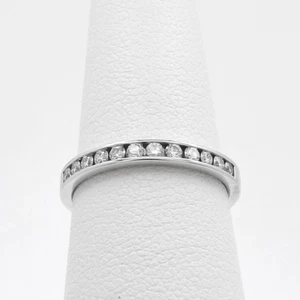 14k White Gold Natural Diamond Wedding Band Anniversary Ring Channel Set - Picture 1 of 13