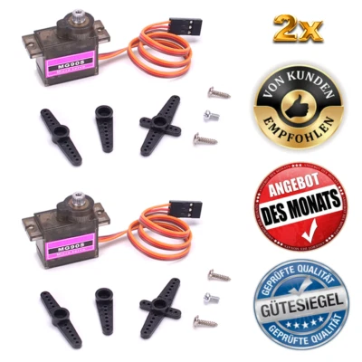✅ 2x Servo MG90S Micro Servo Metallgetriebe JR Stecker 20cm Kabel Copter RC ✅  - Bild 1 von 4