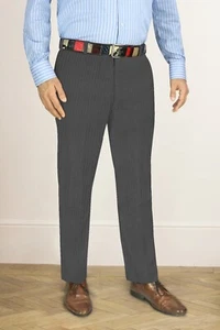 Mens Grey Pinstripe Modern Fit Formal Dress Pant Business Suit Work Wear Trouser - Picture 1 of 12