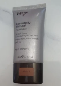 No7 Essentially Natural Foundation Medium Dark Skin Brown SPF15 40ml WALNUT - Picture 1 of 4