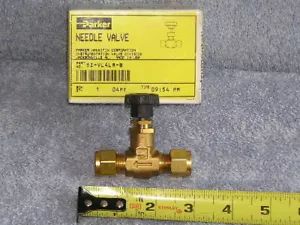 RV Marine Parker Brass Needle Pipe Hose Tube Shut off - on valve 6Z-VL4L-B USA - Foto 1 di 4