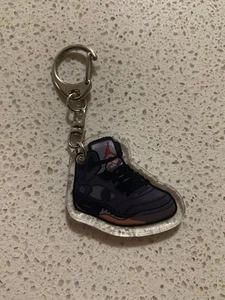 JORDAN 5 RETRO (BLACK METALLIC) INSPIRED-2D ACRYLIC SNEAKER KEYCHAIN - Picture 1 of 3