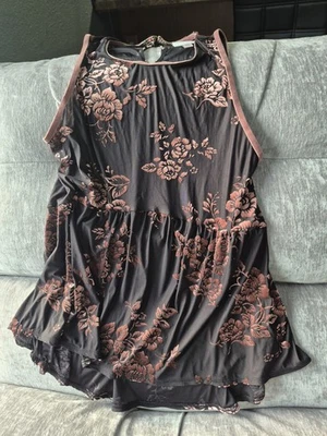 Top Babydoll Knox Rose Negro y Malva Terciopelo Burnout Talla L Grunge Hada Gótica Foto 1 de 4