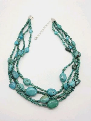 Jay King Four Strand Turquoise And Sterling Silver Necklace - Image 1 of 4
