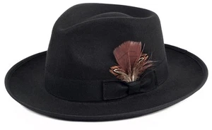 Fedora Hats for Men & Women Wide Brim Felt Hat Dress Panama Trilby Hats Black... - Picture 1 of 8