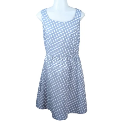 Vestido The Limited Lunares Ajuste y Acampanado 6 Sin Mangas Bolsillos Preppy Azul Blanco Foto 1 de 4