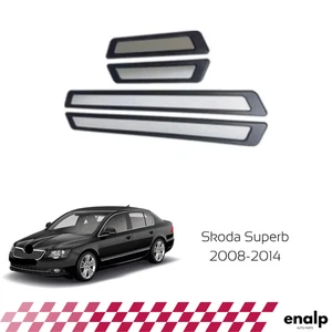 Chrome Door Sill Scuff Plate Guard Trim 4 Pcs for Skoda Superb 2008-2014 - Picture 1 of 6