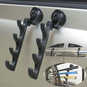 Adjustable Horizontal Fishing Rod Storage Rack Holder with Suction Cups Black - Picture 1 of 9