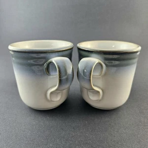 Vintage Set of 2 Noritake Stoneware Sorcerer Blue and White Coffee Cups Vtg Mugs - Picture 1 of 11