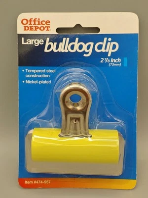 Clip Bulldog grande Office Depot 2003 metal amarillo 2-7/8 pulgadas 73 mm #474-957 acero Foto 1 de 2