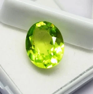 Rare 12.00 Ct Peridot | Oval Cut | Natural Vivid Green Certified Gemstone - Picture 1 of 10
