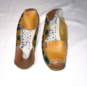 Mocasín/mocasín de cuero con patrón floral único suela de control remoto talla EU 40 - Imagen 1 de 7