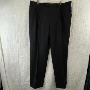 Pantalones de vestir Ralph Lauren para hombre 42 X 34 negros 100 % lana plisados dobladillo con puños delanteros - Imagen 1 de 11