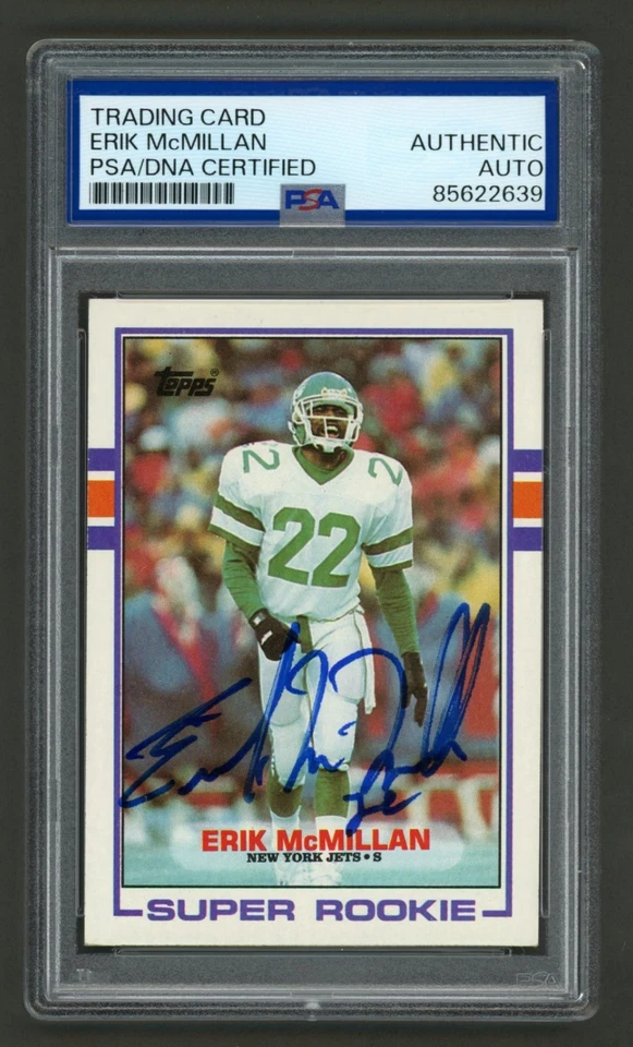 Erik McMillan Signed 1989 Topps Rookie Card #223 (PSA) New York Jets Auto - Image 1 of 2