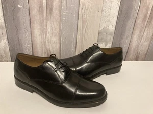 Vintage Clarks Oxford schwarze Lederschuhe Größe 9,5 / 44 extra weit neu mit Karton - Bild 1 von 9