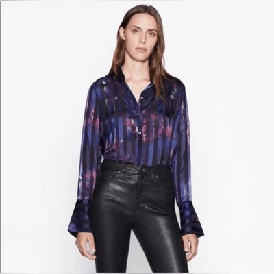 Equipamiento Equipo Eleonore Mezcla de Seda Blusa Abotonada En Eclipse Multi Nueva Con Etiquetas Xs Foto 1 de 4