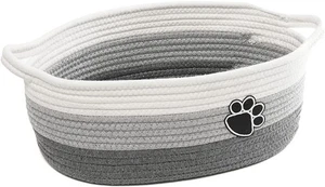 Kleine geflochtene Körbe zum Organisieren Seil Aufbewahrungskorb mit Griff grau-weiß  - Bild 1 von 7