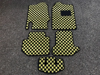 Suzuki Jimny JA11C JA12 MT Check Yellow Black Floor Mats Carpets 1991–1995 RHD Foto 1 de 3