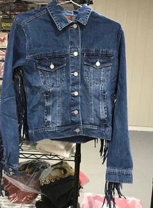 Honey Creek by Scully Button Up Denim Jacket with Fringe Sz S HC711 NEW - Picture 1 of 7