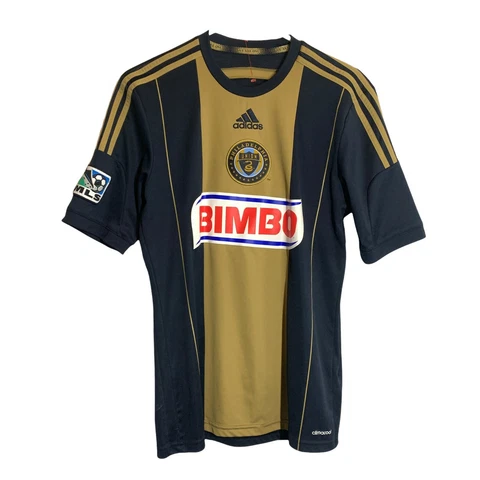 adidas Mens Philadelphia Union MLS Soccer Jersey Sewn Patches Blue Gold Sz Small Cover