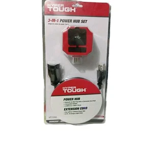 6 Ft Extension Cord Hyper Tough 3-in-1 Power Hub Set 3 USB-A 1 USB-C Ports - Picture 1 of 2