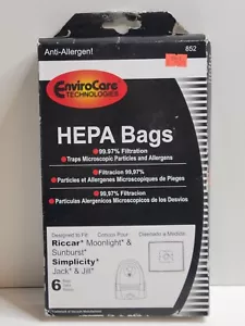 Moonlight, Jack & Jill, Pizzaz Hepa Bags by Envirocare Technologies 852 6-Pack - Picture 1 of 4