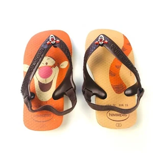 Havaianas Baby Brown Orange Cushion Tigger Disney Slingback Flip Flops Sz 7C - Picture 1 of 6